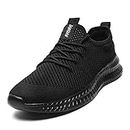 Tvtaop Mens Trainers Road Running Shoes Sneaker Gym Athletic Breathable Outdoor Sports Tennis Fitness Non Slip Lightweight Comfortable Casual Walking Shoes Black 8 UK