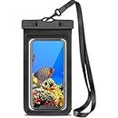 Premium IPX8 Waterproof Phone Pouch Bag, Black Classic Phone Lanyard Case Underwater for Swimming Boating, Dry Sleeve Holster for iPhone 15 14 Pro Max 13 12 11 10 XS XR Samsung Huawei etc. up to 7.2"
