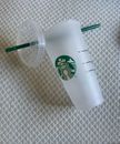 Starbucks Reusable Cold Cup 24oz/710ml Frosted Coffee Drink Tumbler Lid & Straw