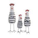 JZK 3 Pcs Wooden chicken ornaments, little chicken figurine set of 3, small kitchen window sill ornament, quirky home decoration sculpture, funny office desk ornament