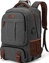 Tzowla Canvas Laptop Backpack for Men Women,School Travel College Work Rucksack Fits 17.3 Inch Laptop, Carry on Bag Sac a Dos Bookbag with USB Charging Port-Dark Grey