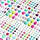 Gerhannery Stick-on Gems Sticker 10 Sheets Self Adhesive Rhinestone Stickers for Crafting Over 950 Stickers Acrylic Crystal Gem Sheets, Multicoloured Crystal Gemstone for Scrapbooking