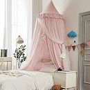 Bed Canopy for Girls, Double Layer Dome Mosquito Net Princess Canopy for Girls Bed Room Decor Reading Nook (Light Pink)