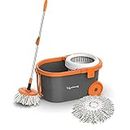 Lifelong 12L Spin Floor Mop Set with Bucket with 360 Degree Spinner, Floor Cleaning & Mopping System, Microfiber Refills (Orange, LLMOP901)