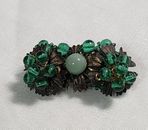 Miriam Haskell Brooch Green Glass & Jade Early Unsigned Pin Frank Hess Design
