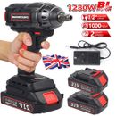 1000Nm 1/2" Cordless Electric Impact Wrench Drill Gun Ratchet Driver w/2 Battery