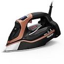 Rowenta SteamForce Pro Garment Steam Iron, 400 hole, Stainless Steel Soleplate, Vertical Steaming, Variable Steam Control, Auto Off, Black/Copper