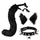 Cat Ears and Tail,Furry Wolf Fox Ears and Long Tail Set for Halloween,Animal Cosplay Party Costume for Kids Adult