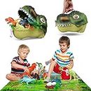 QQPOW Dinosaur Toy Set with T-Rex Head Storage Box and Dinosaur Figures with Activity Play Mat, Toy from 3 4 5 Years Boys and Girls