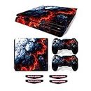 Decal Skin for Ps4 Slim, Whole Body Vinyl Sticker Cover for Playstation 4 Slim Console and Controller (Include 4pcs Light Bar Stickers) (PS4 Slim, Magma)
