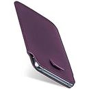 moex Slide Case for Apple iPod Touch 4G Ultra Thin Holster Mobile Phone Case Vegan Leather Premium Mobile Phone Case 360 Degree Full Protection with Pull-Out Purple