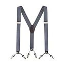 MLM Tirantes para hombres Tirantes para hombres Heavy Duty 6 Clips Wide 1.4"Y Shape Back Elastic Durable Suspenders Thicken Wide Clips para metales (Azul)