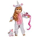 Unicorn Onesie Pajama Doll Outfit with Unicorn Pet and Hair Clip (3pc PJ Set) - Premium Handmade Clothes for American Girl, Kindred Hearts, Adora, Our Generation and All 18 inch Dolls