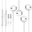 2 Pack in-Ear Wired Earphones with Mic and Volume Control 3.5mm Plug Universal Noise Isolating Stereo Earphones for Samsung Huawei Android Tablet MP3 Player iOS Player Etc White