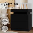 Artiss Bedside Table 2 Drawers Side Table Storage Cabinet Nightstand Black COLEY