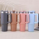 Straw Coffee Insulation Cup With Handle Portable Car Stainless Steel Water