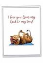 Wildlife Yoga Lion - Zoo Animal Happy Birthday Card with Envelope (Big 8.5 x 11 Inch) - Playful Lion Workout, Gym Bday Notecard for Men, Women - Appreciation Greeting Card for Birthdays J7030EBDG