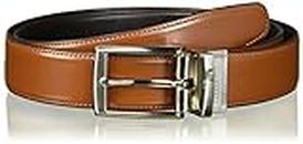 Perry Ellis Men's Amigo Portfolio Leather Reversible Belt (Sizes 30-54 Inches), Luggage Brown, 32