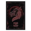 Ritwika's Abstract Wall Art Of Game Of Thrones Targaryen House Sign | Home, Office Or Cafe Decor | Digital Prints With Black Frame | Size 9.5 x 13.5 inch Painting, Set of 1