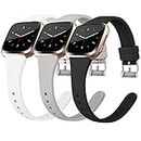 Tobfit Slim Bands Compatible with Fitbit Blaze Bands for Women, Flexible Silicone Sport Soft Strap Replacement Wristband, Small, Black/Gray/White