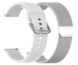 AONES Pack of 2 Silicone & Metal Chain Belt Watch Strap Compatible for Moto 360 2nd Gen 42mm Watch Band White, Silver