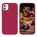 iPhone 11 Case, DUEDUE Liquid Silicone Soft Gel Rubber Slim Fit Cover with Microfiber Cloth Lining Cushion Shockproof Full Body Protective Anti Scratch Case for iPhone 11 6.1 inch, Rose Red