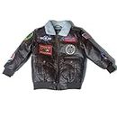 OYSTERBOY Youth A-2 A2 Bomber Jacket Aviation Pilot Military PU Leather Coat for Kids Boys, Brown, 6