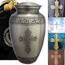 Silver Cross Cremation Urns for Adult Male for Funeral, Burial or Home. Cremation Urns for Human Ashes Adult Female Urns for Dad and Cremation Urns for Adults XL Large & Small Urns for Ashes