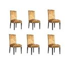 FASSCETE Velvet Stretch Dining Chair Covers 6 PCS Soft Crushed Velvet Dining Room Chair Seat Slipcover Furniture Protective Cover for Kitchen Barstool Cafe (Color : Gold, Size : 6pcs)