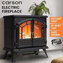 CARSON Electric Heater Fireplace Free Standing Flame Effect Indoor Log Stove