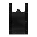 LazyMe T Shirt Bags Plastic Grocery Bags with Handles Shopping Bags in Bulk Restaurant Bags, 16 x 23 inch (Black 100 Pcs)