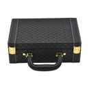 Black Faux Leather Woven Texture 2 Layer Briefcase Anti Tarnish Jewelry Box