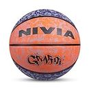 Nivia Graffiti Basketball/Material Rubber/Rubberized Moulded/Panel 8/Suitable for: Indoors Matches/Size - 7 (Blue/Orange)