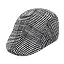THE STYLE SUTRA® Beret Hat Autumn Winter Classic Plaid Flat Cap for Outdoor Driving Traveling Black White Adult | Mens Accessories | Hats