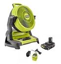 RYOBI ONE+ 18V Cordless 7-1/2 in. Bucket Top Misting Fan Kit with 1.5 Ah Battery and Charger Yellow/Black Medium PCL851K