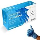 100 x Blue Disposable Gloves Large | Vinyl Gloves Disposable | Latex free gloves | Powder Free Gloves | Strong And Non-Sterile | (Large, 1 Pack of 100)