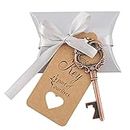 Keys Bottle Opener, Old-fashioned Bronze Bottle Opener Tags, for Wedding Festival(50pcs+wedding candy box+ribbon)