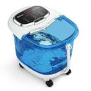 Portable All-In-One Heated Foot Bubble Spa Bath Motorized Massager-Blue and Wit