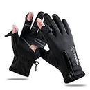 Winter Gloves to Keep Warm, Running, Hiking, Fishing, Windproof, Non-Slip, Finger Touch Screen, Warm Men and Women Gifts, Grey, Large… (Black, L)