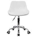 KKTONER Mid Back PU Leather Height Adjustable Swivel Modern Task Chair Computer Office Home Vanity Chair with Wheels (White)
