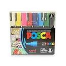 POSCA uni-ball 5M 1.8-2.5 mm Bullet Shaped Paint Marker Pen | Reversible & Washable Tips | For Rocks Painting, Fabric, Wood, Canvas, Ceramic, Scrapbooking, DIY Crafts | 8 Shades, Pack of 8