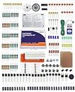 ILELEC - Electronic Components Kit with Tutorial Book - Electronic Basic Kit with 300+ Components Includes Breadboard, Resistors, LEDs, LDR, Buzzer, Ics, Storage Box and more.