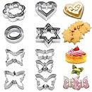 17 PCS Cookie Cutters, AFUNTA Star Butterfly Flower Heart Round Shaped Cookie Cutters Metal Biscuit Cutter, Fruit Cutters Shapes, Cookie Cutters Shapes for Baking