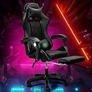 Furb Gaming Chair Two Point Massage Lumbar Ergonomic Executive Chair Racing Chair Recliner with Footrest and Headrest, SGS Listed Gas-Lift,110KG Capacity-Black