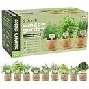 9 Herb Indoor Window Garden Kit - House Plants Seeds - Best Unique Gift Ideas for Women, Mom, Friend, Her, Birthday, Housewarming, Mother - New Home Kitchen Gifts - Live Plant Starter (Burlap Pots)