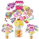 24pcs Candyland Party Centerpieces Sticks Candyland Lollipop Table Toppers Sweet Candy Party Decorations for Candyland Theme Birthday Party Baby Shower Supplies