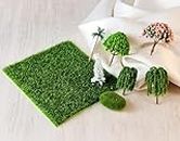 SATYAM KRAFT 1 Set of Resin Tree with Grass Mat Miniature for Home, Bedroom, Living Room, Office, Restaurant Decor, Figurines, Garden Decor, Project (Pack of 1 Set)(Multicolor)