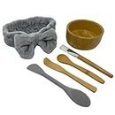 BEECO GIF2U Skincare Face Mask Mixing Bowl Set,Makeup Skin Care Products for Clay Mask,Home DIY Beauty & Personal Care Tools Kit Bamboo Bowl,Spatula,Spoon,Brush,Silicone Applicator,Facial Headband
