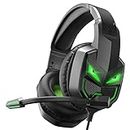 EKSA E7000 Fenrir Gaming Wired On Ear Headset for Xbox One, PS4, PC, PS5, Mobile Devices - Gaming Headphones with Noise Cancelling Microphone, Comfortable Ear Pads, 50 mm Drivers (black green)