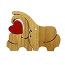 Wooden Family Puzzle Bears Statue - Wood Bear Art Sculptures - Heart Puzzle Desktop Ornament for Kitchen, Home, Party, Bedroom Dusehu